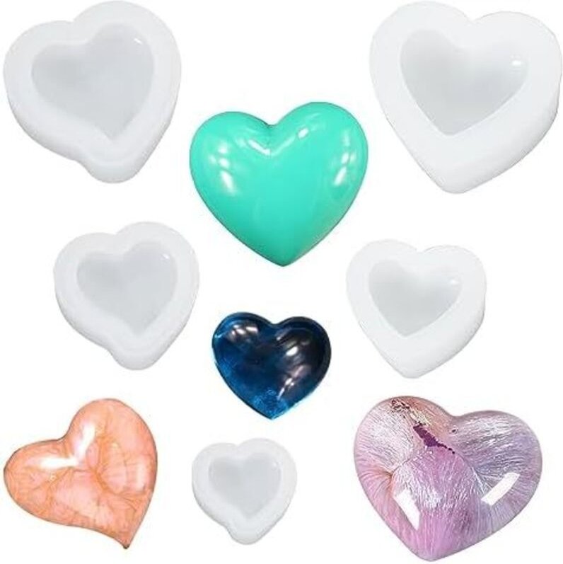 5 Stück 3D Silikonform Herz Transparent Silikonform Herzen Seife Passend für DIY hausgemachte Seifen Handwerk Dekoration...
