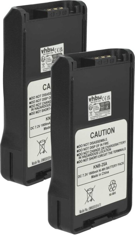 2x Akku Ersatz für Kenwood KNB-26, KNB-26N, KNB-35L, KNB-26A, KNB-35, KNB-25L, KNB-25N für Funkgerät, Walkie Talkie (180...
