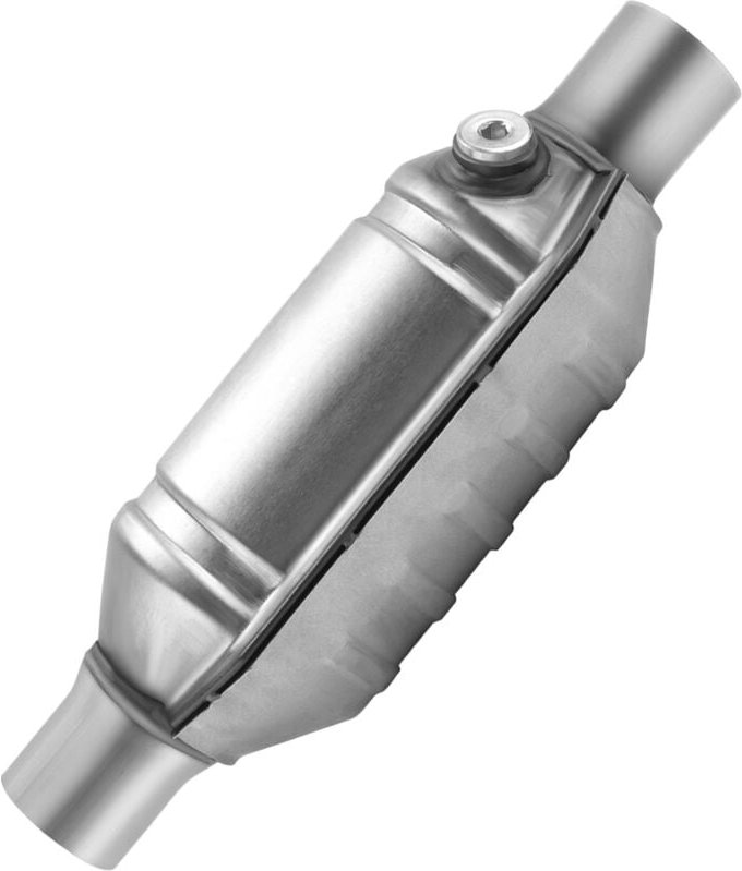 Tlily - Universal-Einlass-/Auslass-Katalysator mit O2-Anschluss und Hitzeschild 53004 Auto-Edelstahl-Konverter