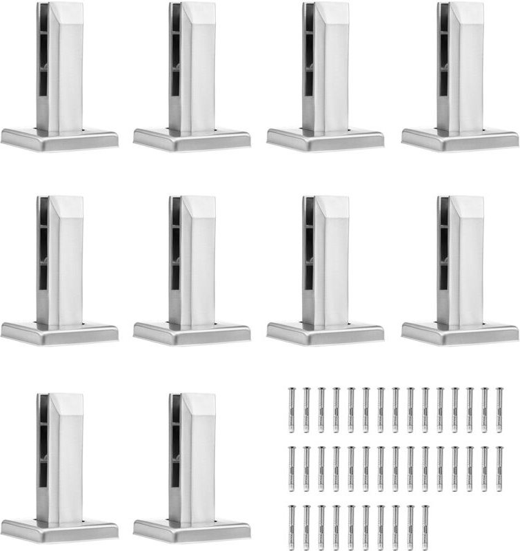 VEVOR Glasklemme, 10 Stück quadratische Glasgeländerhalterung für 0,31"-0,47" gehärtetes Glas, Glasmontageklemme aus Ede...