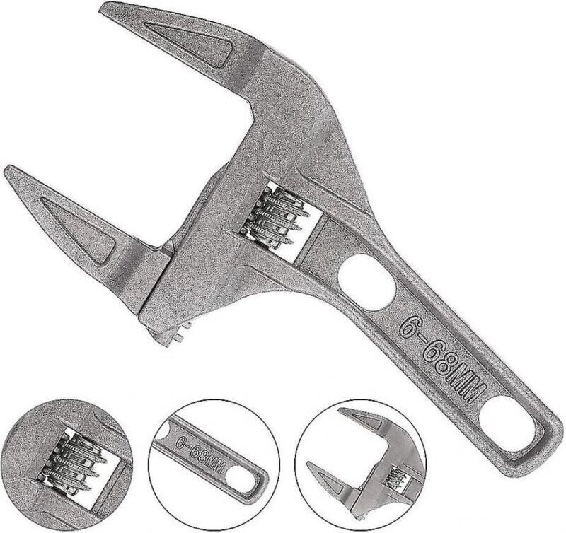 Verstellbarer Schraubenschlüssel, 6–68 mm, große Öffnung, breite Backe, Aluminiumlegierung, ultradünner verstellbarer Sc...