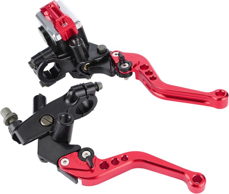 Roter Universal-Bremskupplungshebel für Offroad-Motorräder mit Vorratsbehälter und Hauptbremszylinder