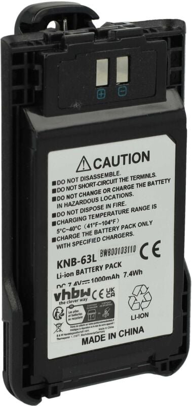 Vhbw - Akku kompatibel mit Kenwood TK-3000T, TK-3000M2, TK-U100, TK-3501 Funkgerät, Walkie Talkie (1000 mAh, 7,4 v, Li-I...