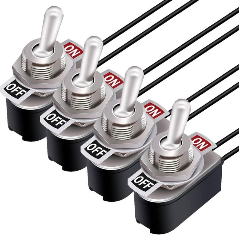 Gebildet 4 Stück Kippschalter SPST 2-Positionen-Verriegelung EIN/AUS 6A AC 125V /10A DC 12 V Kippschalter Nebensächliche...