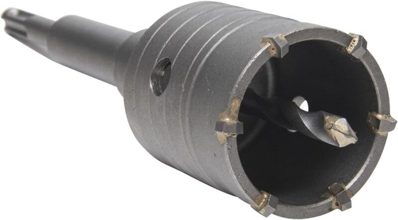 50 mm Beton-Lochsägen-Bit mit 110 mm SDS-Plus-Adapter + Spiralbohrer + Positionierungsschraube, für Ziegel, Beton, Zemen...