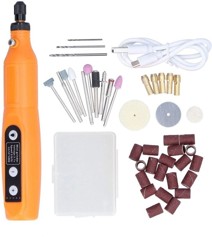 Mini-Elektroschleifer-Set, elektrischer Schleifstift, wiederaufladbares Gravierwerkzeug mit Schleifscheiben zum Polieren...