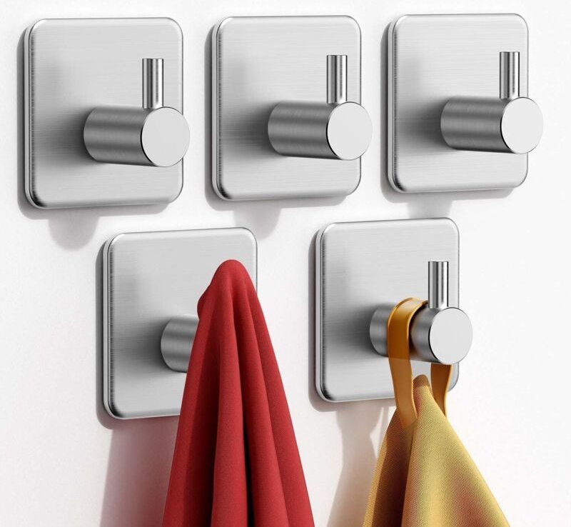 Stück Klebehaken, Handtuchhalter, Badezimmer-Wandhaken aus Edelstahl, wasserdichter Klebe-Handtuchhaken für die Küche - ...