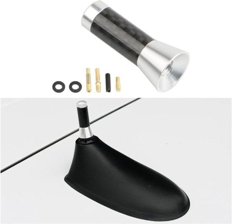 3,5 cm kurze Autoantenne mit Gewinde aus Aluminiumlegierung, universeller Ersatz für FM/AM-Radioempfang (silber)