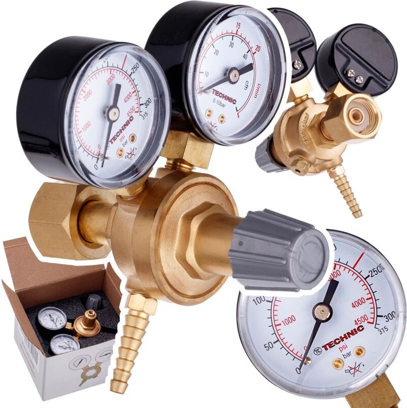 Druckminderer zum CO2- und Argonschweißen mit Doppelmanometer für Gasflaschen