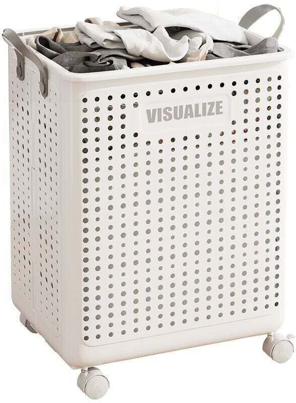 Wäschekorb mit Rollen, faltbarer und belüfteter Wäschekorb mit Rollen. Multifunktionaler Wäschekorb, Badezimmer-Wäscheko...