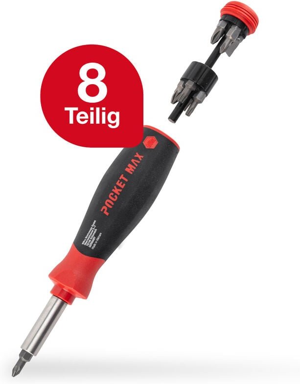 Wiha - Schraubendreher Set PocketMax magnetic 8-tlg. mit verstaubaren Bit Set (45292) i magnetischer Schraubenzieher Sat...