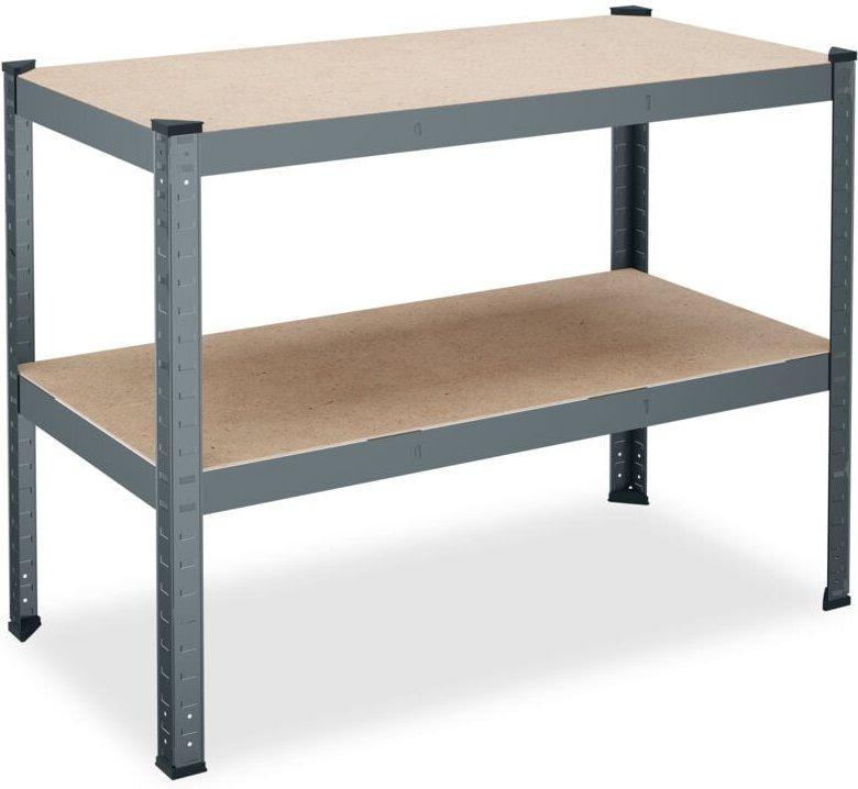 Werkbank, 150kg, HxBxT: 90x120x60 cm, 2 verstellbare Ebenen, Werktisch, Stahl & mdf, Werkstattregal, anthrazit - Relaxda...