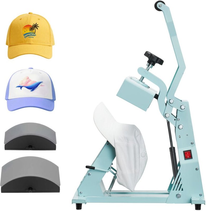 Mophorn Hutpresse mit 2 austauschbaren Heizplatten (16 x 6,5 cm / 16 x 8 cm), Kappen-Hitzepresse mit genauer Temperatur-...