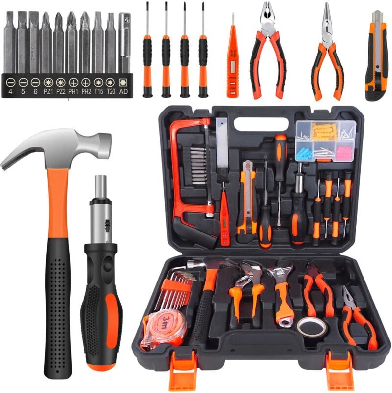 102 tlg Werkzeugkoffer mit Werkzeug Werkzeugkasten Werkzeugkiste Hammer + Teile
