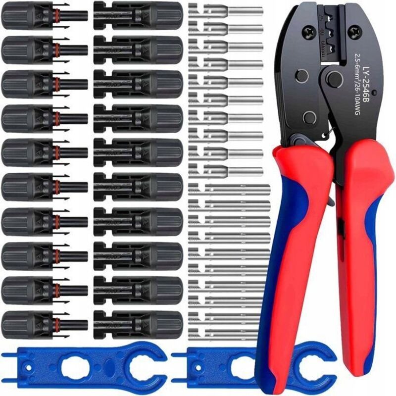 CRT-12 – MC4 Crimpzange – Professionelles Set mit 10 MC4 Steckverbindern – Für Solarmodule