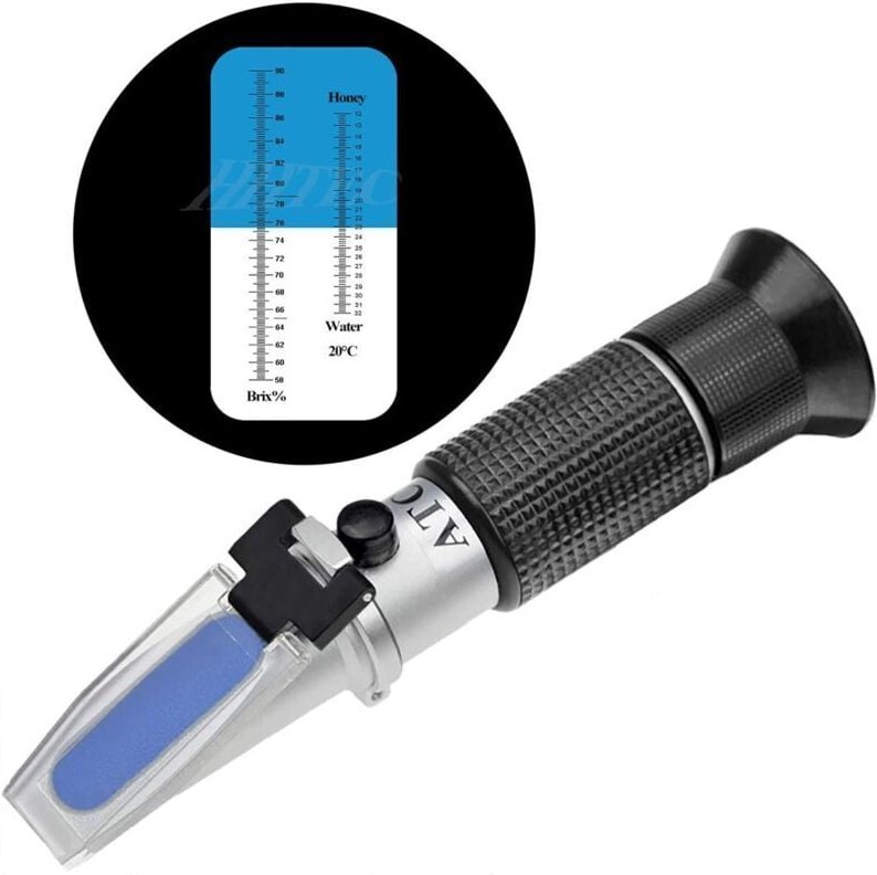 Imker Honig Refraktometer Zucker Refraktometer 58-90% Brix 10-32% Nasswasser Zucker für Imker Honig Kondensmilch Pflanze...