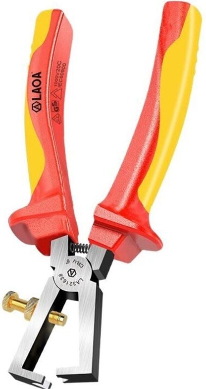 VDE-Abisolierzange, 6 Zoll, 1000 V, isolierte Abisolierzange mit GS, flammhemmend, hochtemperaturbeständig, Crimpzange, ...