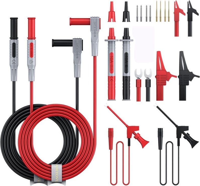 Kit de Câbles Test Multimètres Câble de Test Multimètre électrique 22 en 1 avec Clips d’alligator Conde de Test Préhense...