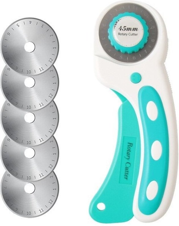 Rotierender Schneider 45mm, Schneider-Set mit 3 Ersatzklingen und präzisem Schneidmechanismus mit Schutzvorrichtung, Rot...