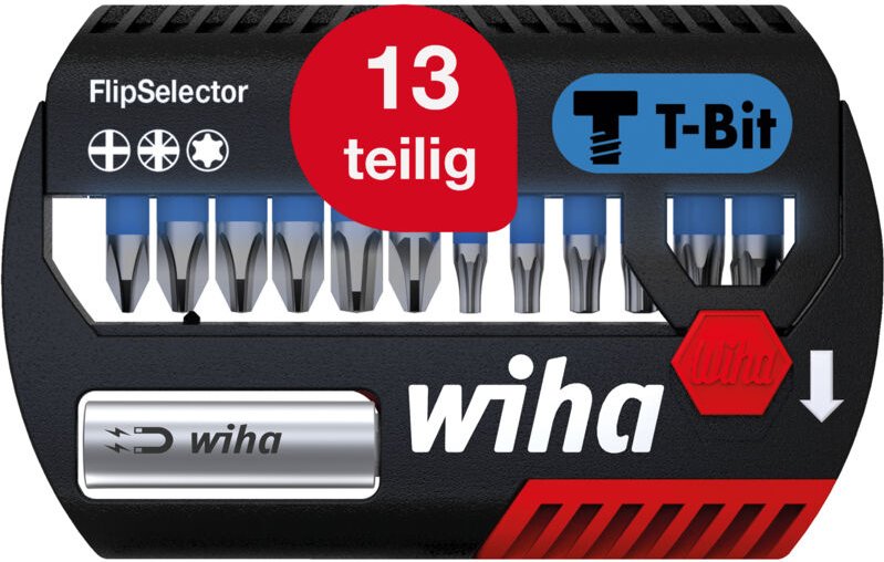 Bit Set FlipSelector 13-tlg. i T-Bit 25 mm, ph, pz, torx 1/4' C6,3 i magnetischer Bithalter i Impact- & Schlaugschrauber...