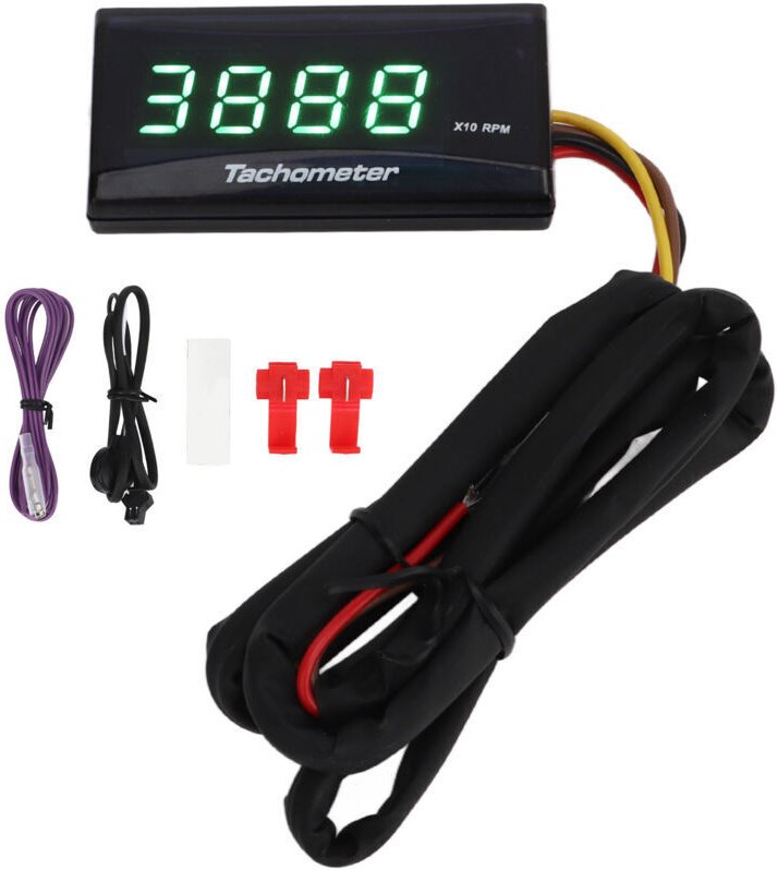 Motorrad-Drehzahlmesser DC 12V, ultradünnes LCD mit Hintergrundbeleuchtung, wasserdicht, für Umbauten, grün