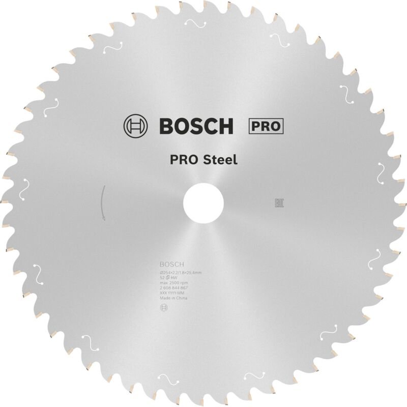 Pro Sägeblatt Steel für Kreissägen, Netz-/kabelgebunden, 254 x 2,2x 25,4 mm, T52 - Bosch
