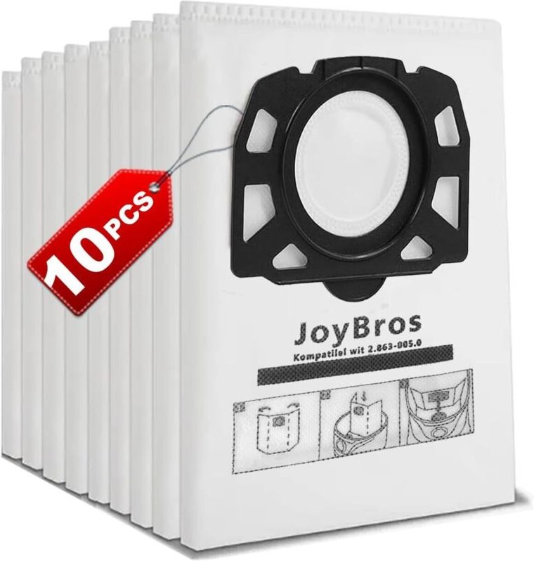 Lot de 10 Sacs Compatible avec Kärcher wd4 wd5 wd6 ps wd5p wd6p Premium 2.863-006.0 KFI 487 MV4 MV5 MV6 Sac à Poussière ...