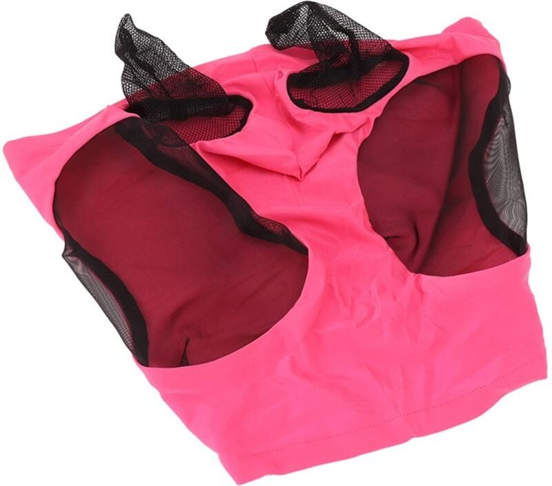 Naroote Mesh-Fliegenmaske für Pferde, Atmungsaktive Mückenmaske, Gehörschutz für den Stall (Rosenrot)