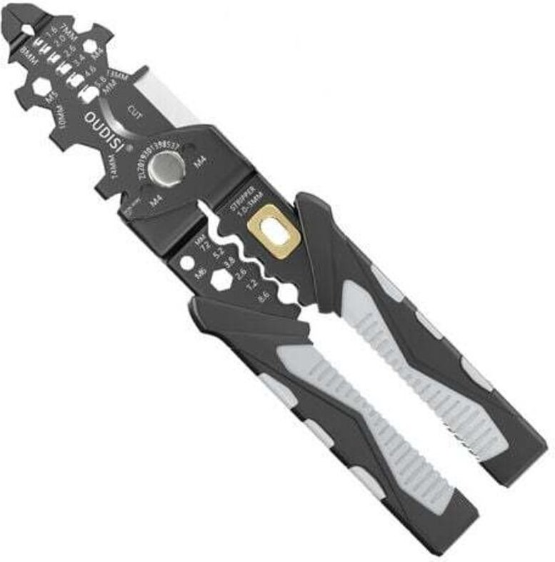 SNQ - Multifunktionale Zange aus Chrom-Vanadium-Stahl für Elektriker, zum Ausfädeln, Crimpen, Abisolieren, Schneiden, Wi...