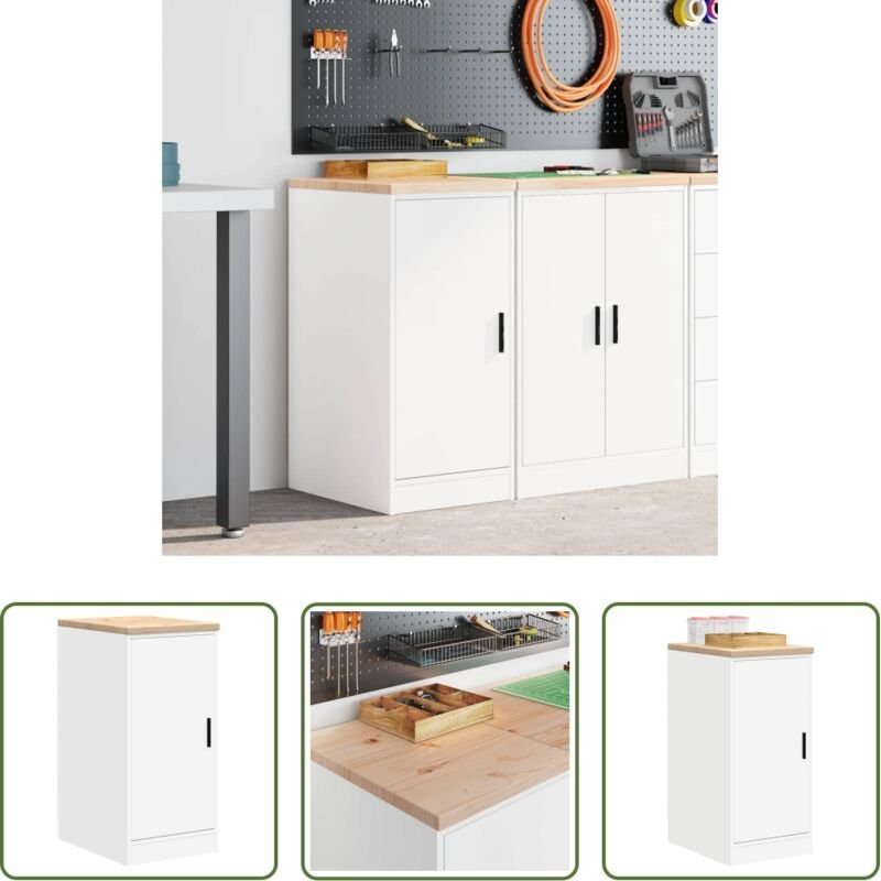 vidaXL Holzschrank - Garagen-Aufbewahrungsschrank Weiß 40x51x85 cm Massivholz Kiefer