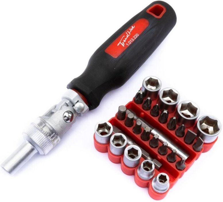 Trendline - Ratschen-Bit-Set, Ratschenschraubendreher mit Softgriff 28-teilig,