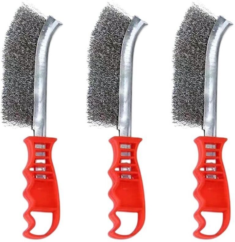 3er-Set Edelstahl-Drahtbürsten – Handbürste mit Stahldraht und komfortablem Griff – 24 cm Edelstahlbürste – Scheuerbürst...