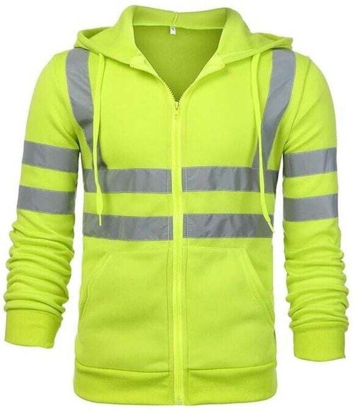 Sicherheits-Kapuzenpullover mit Reißverschluss, reflektierende Arbeitsjacke, warme Fleece-Thermojacke – grün – 3XL – RAP...