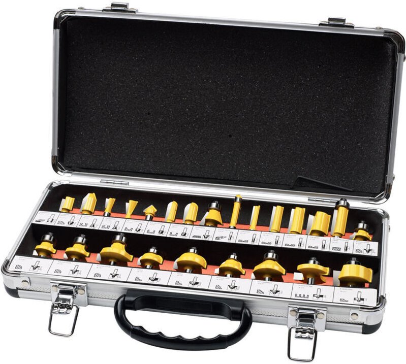 Vtizikl 24 Pièces Fraise Defonceuse 1/4 Inch Fraise Bois Fraises à Rainurer Carbide Router Bits Fraise à Menuiserie Rout...