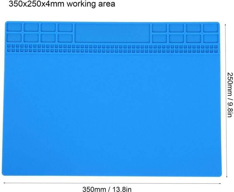 Tapis Magnétique Anti Chaleur Silicone Réparation Ordinateur Téléphone Station Soudure Outils 350x250x4mm Bleu Foncé