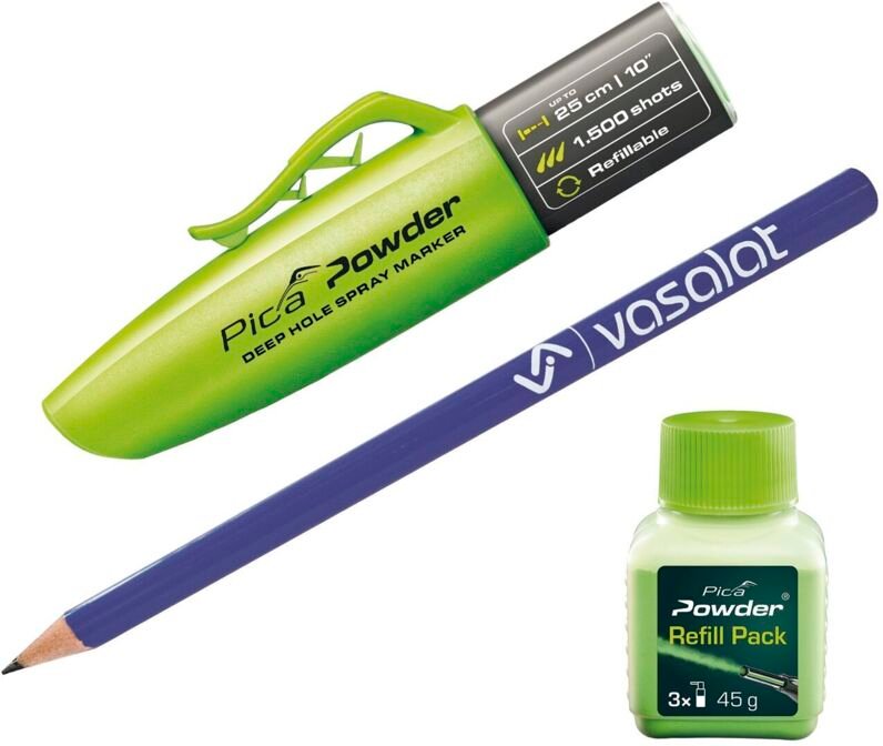 Pica Powder Bohrloch-Spraymarker Set mit beweglichem Sprüharm, bis zu 1500 Sprühstöße in Grün - Bohrlochmarker mit Pica ...