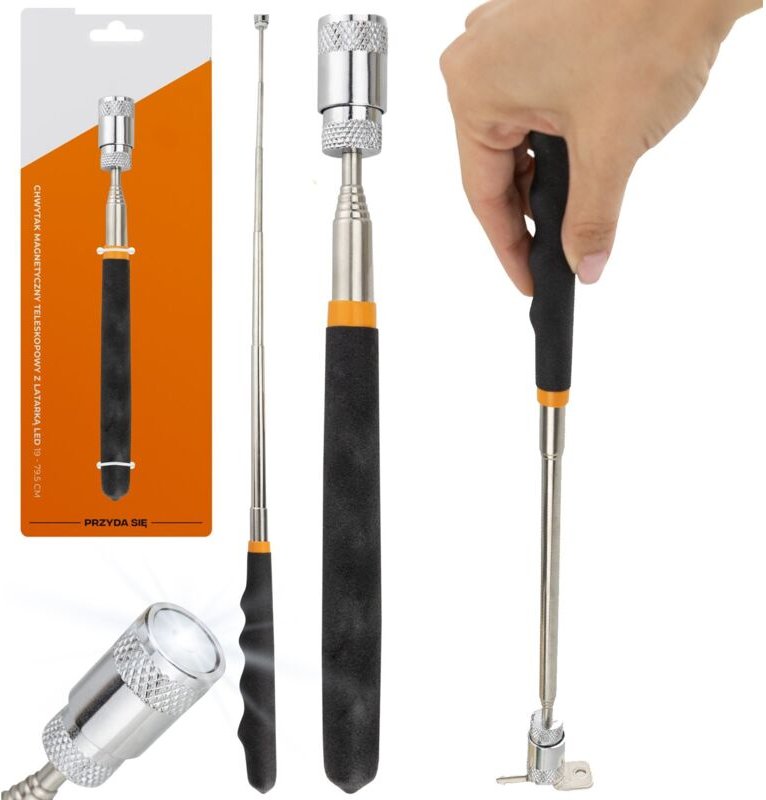 Teleskop-Magnetgreifer mit LED-Taschenlampe, Werkstattmagnet, 79,5