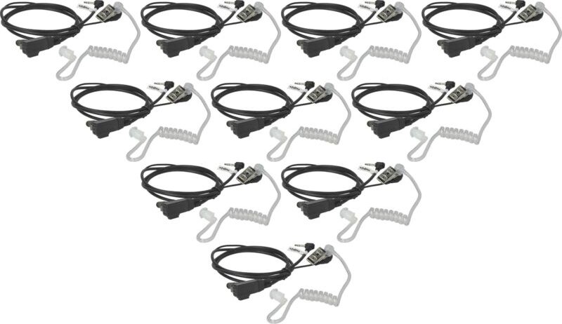 vhbw 10x Headset kompatibel mit Motorola SX800, SX920R, SX750, T280, SX900, T270 Funkgerät - schwarz, Transparenter Akus...