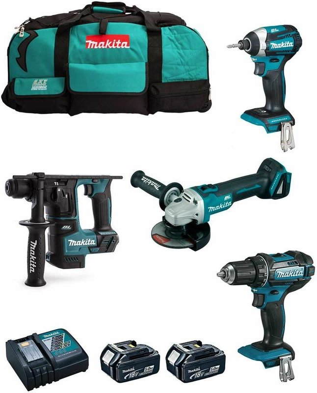 Makita - Kit 18V MSB4P2A (DHR171 + DGA504 + DDF482 + DTD154 + 2 x 5,0 Ah + DC18RC + Trolley)