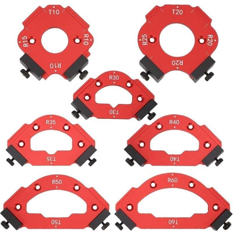 Vtizikl Gabarits de fraisage en alliage d'aluminium Rayon Jig Routeur Pochoir Corner Rayon Jig pour le travail du bois (...