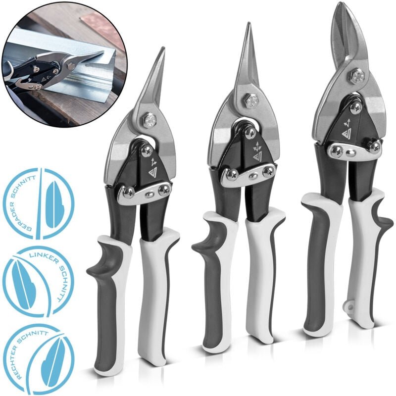 STAHLWERK Blechschere 3er Set gerader, linker und rechter Schnitt Metallschere