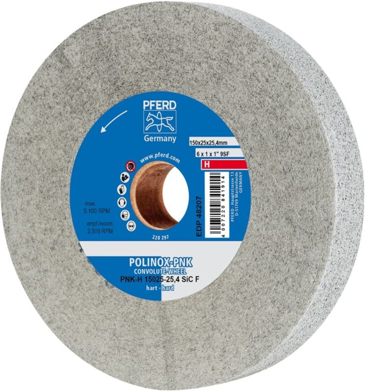 Polinox Gewickeltes Vlies-Rad pnk ø 150x25 mm Bohrung-Ø 25,4 mm Hart sic Fein für Finish - Pferd