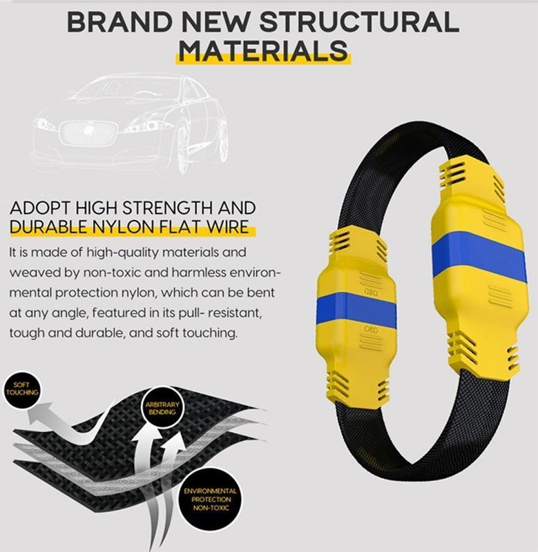 30 cm 40 cm 16-Poliges Auto-OBD-Verlängerungskabel, OBD-Anschlussadapter, Verlängerungskabel, OBD2, Flexibles Schwanenha...