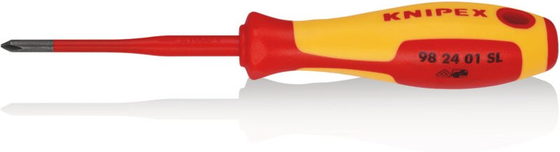 Knipex - 98 24 01 sl Schraubendreher (Slim) für Kreuzschlitzschrauben Phillips® isolierender Mehrkomponenten-Griff, VDE-...