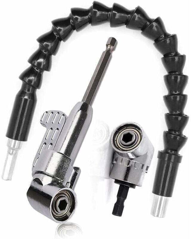 Rechtwinkliger Bohrer und flexibles Winkelverlängerungsset, 105-Grad-Winkelschraubendreherbit mit 1/4"-Sechskantschaft f...