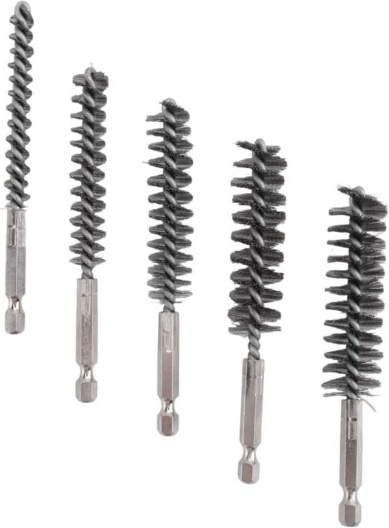 Bohrbürsten aus Edelstahl mit Borstendraht für Bohrmaschinen mit Sechskantschaftgriff, 12 Stück