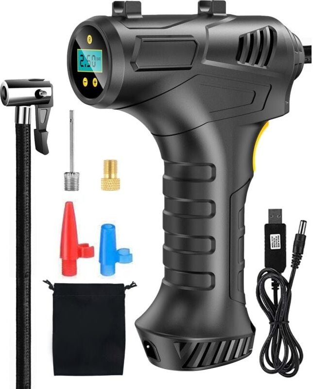 6000 mAh Autoreifenfüller mit LED-Licht und digitaler LCD-Anzeige, 150 PSI Autokompressor, 12 V tragbarer Luftkompressor...