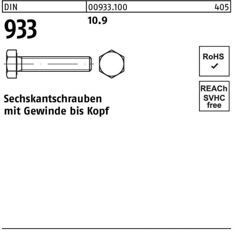 Sechskantschraube din 933 vg m 30 x 70 10.9