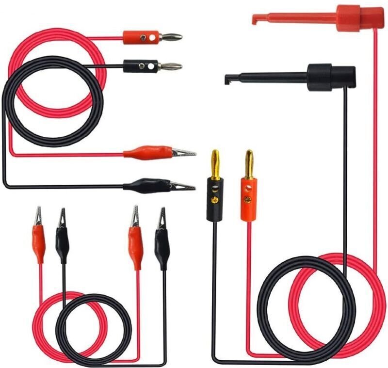 Sets - Messleitungen für 4 mm Bananenstecker, Prüfkabel mit Haken für Multimeter, Prüfleitung für Krokodilklemme mit zwe...