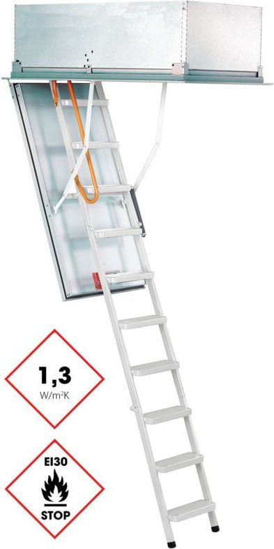 Thumbnail - Minka Dachbodentreppe Type 15 Exklusiv Brandhemmend mit Leiter aus Stahl Deckenöffnung 140x70cm Raumhöhe 275cm